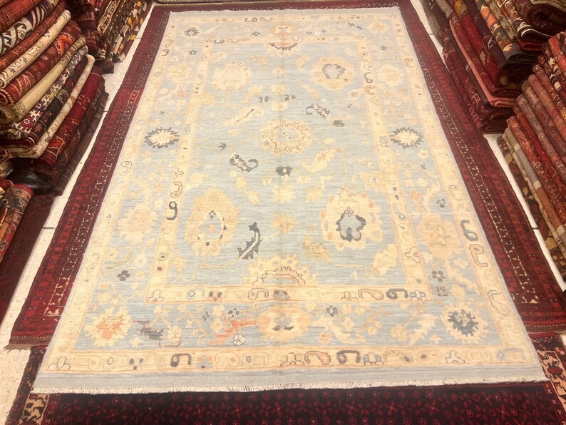 8 X 6 ft Stunning Natural Vegetable Dye Oushak Chobi Turkoman Carpet gallery