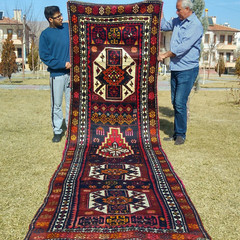 Beautiful Masterpiece Cr1920-1940s Antique Kurdish Tribal Runner Rug 3’7″×15’4″