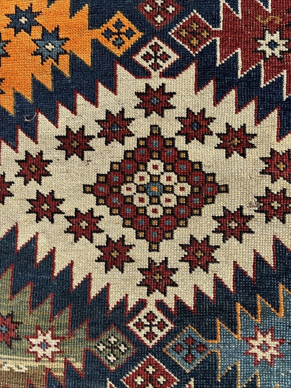 STUNNING ANTIQUE 4’ X 6’ 19th CENTURY SNOW FLAKE KUBA CAUCASIAN ORIENTAL RUG gallery