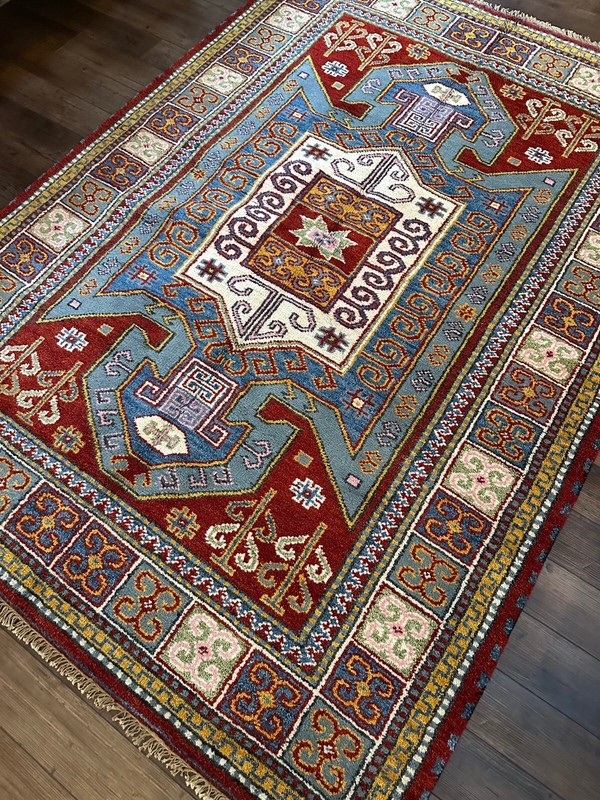 Brand New Tribal & Geometric Colorful & Soft Area Rug, Handmade in India, 6x8 gallery
