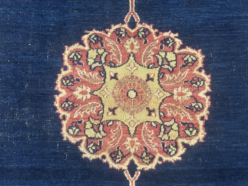Antique Per'sian Rug 4x6 Semi Open Field Navy Blue Lion Pictorials gallery