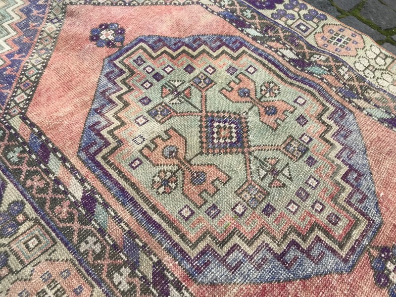 Bohemian Area Rug Handmade Wool Rug Turkish Vintage Traditional Rug 3,1 x 6,4 ft gallery