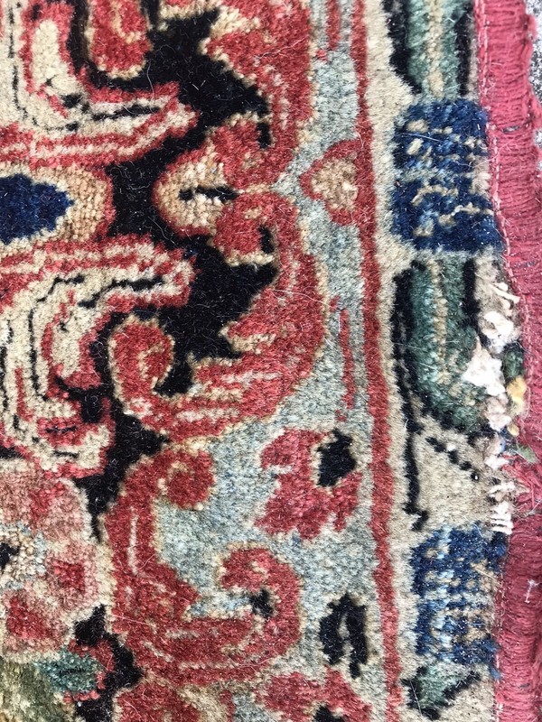 Antique Kirman Oriental Rug 11’8” X 8’8”Rare Design Handmade Pink Carnations gallery