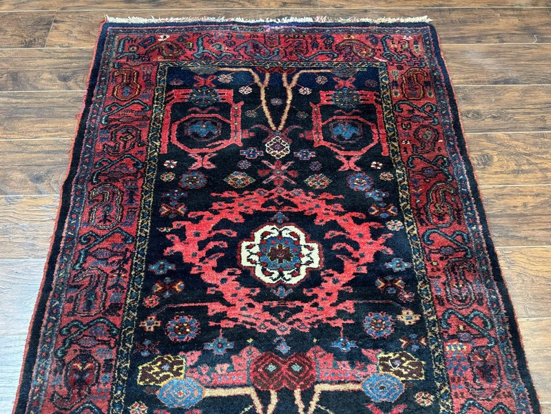 Per'sian Malayer Runner Rug 4x16 Navy Red Handmade Antique Carpet gallery