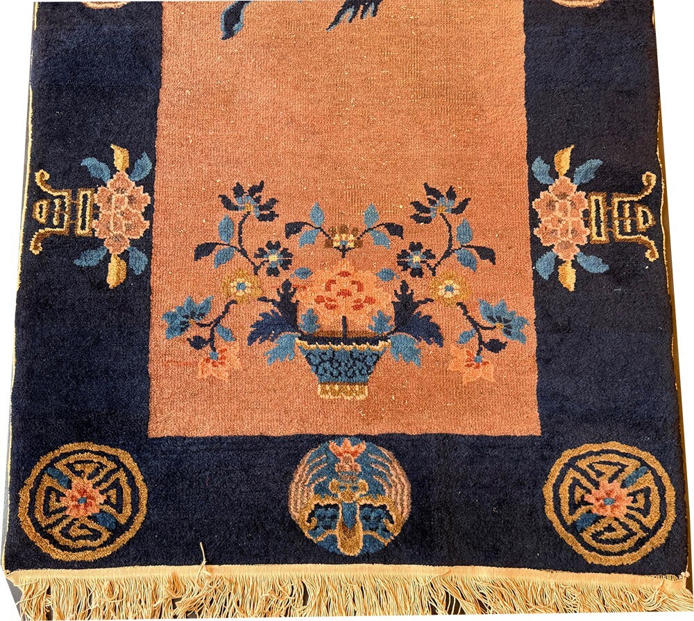 An Antique 3' x 6' Art Deco Chinese Rug Circa 1920 gallery