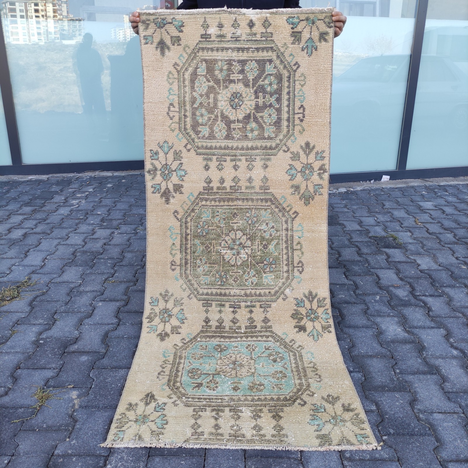 Pastel Vintage Area Rug 2.62 x 6.36 ft , 3x6 Handmade Wool Rug 80 x 194 cm gallery