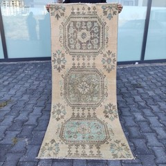 Pastel Vintage Area Rug 2.62 x 6.36 ft , 3×6 Handmade Wool Rug 80 x 194 cm