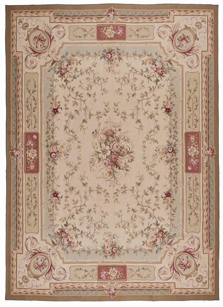 Fine Hand woven Aubusson Circa 1900 Style , 100% Wool-Size 9X12
