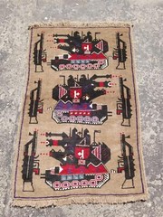 Vintage Traditional Handmade Afghan Rare War Wool Multicolor Kilim Rug 52×33 in