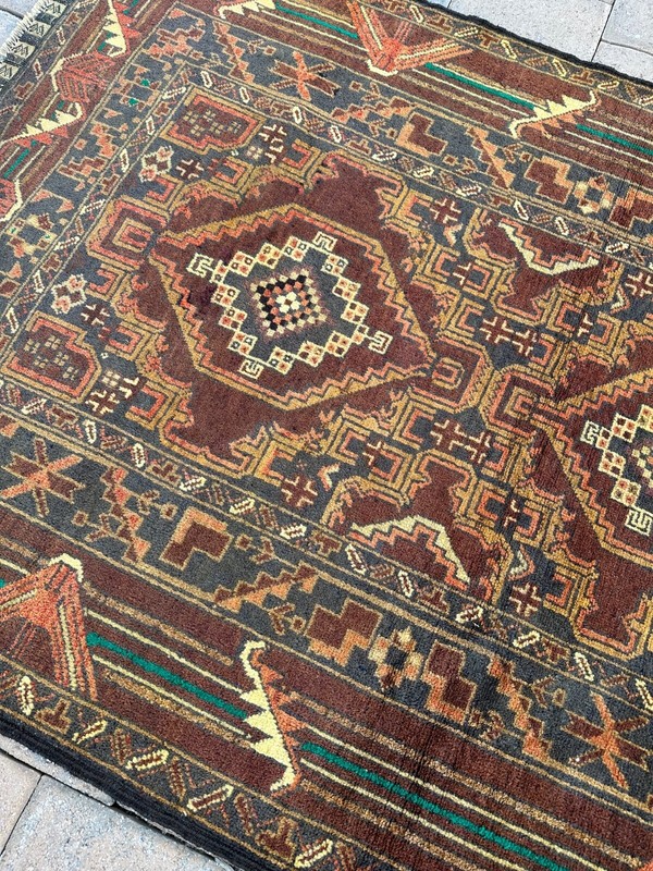 Fine Quality New Handmade Pakistani Geometric Accent Rug, Rustic Colors, 4x6 gallery