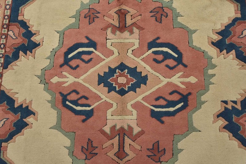 Vintage Tribal Rug 6′ x 8’3” White Wool Geometric Hand-Knotted Oriental Carpet gallery
