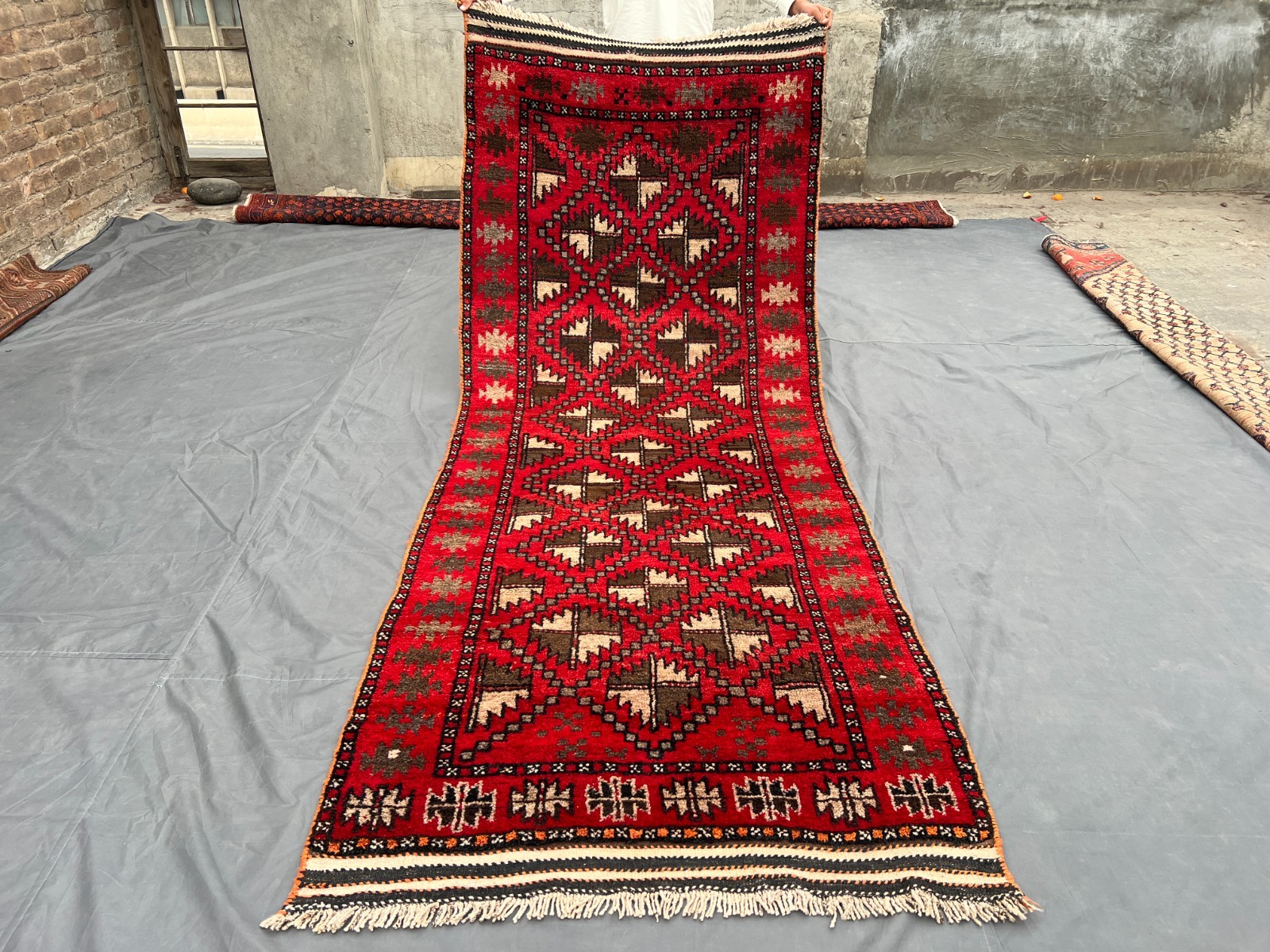 3'8x9'4 ft Antique Afghan Baluchi Rare Rug Moroccan Style Fine Runner Rug gallery