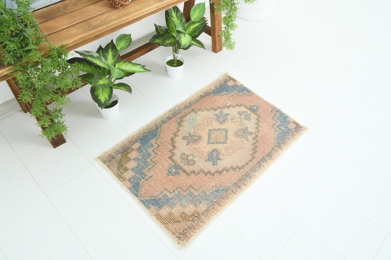 Turkish Door Mat Small Rug 2x3 Hand-Knotted Vintage Oushak Mini Rug Carpet,934 gallery