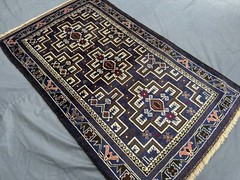 2’10 x 4’8 ft Vintage Afghan Baluchi Rug Rare Tribal Geometric Wool Handmade Rug