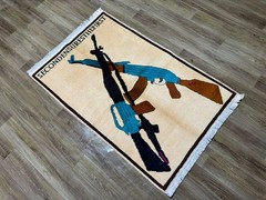 sam 5 Afghan Handmade rug ak47, tanks, helicopter, Granada 119 cm x 79 cm