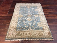 Sale Genuine Hand Knotted Oushak Geometric Area Rug Classic Carpet 4’1”x6’1”,S34