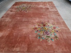 ANTIQUE CHINESE ART DECO RUG HAND KNOTTED 9ft x7ft 7in