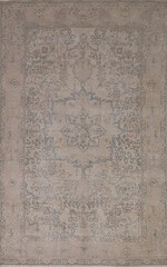 Distressed Muted Area Rug 6×9 Ft Hand-Knotted Beige Wool Carpet Medallion Rug