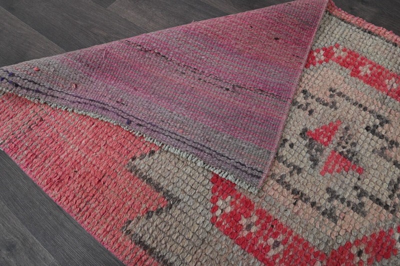Vintage Turkish Runner Rug 2x10ft PINK Handmade Anatolian Oushak Hallway Wool gallery