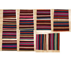 SET OF 14 PILLOWS MULTI COLORED RECTANGLE WOOL TURKISH KILIM AREA RUGS 20″X14″