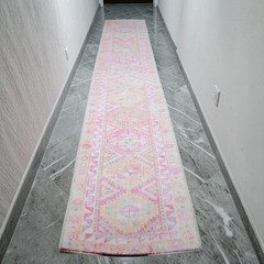 Hand-Knotted Turkish Runner Rug Extra Long Hallway Kitchen Decor – 2′ 7 x 13′ 7″