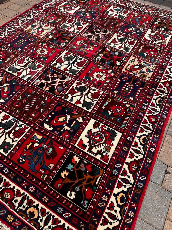 Handmade Vintage 4 Seasons Design Oriental Rug,Garden Motifs,Light Distress,7x10 gallery