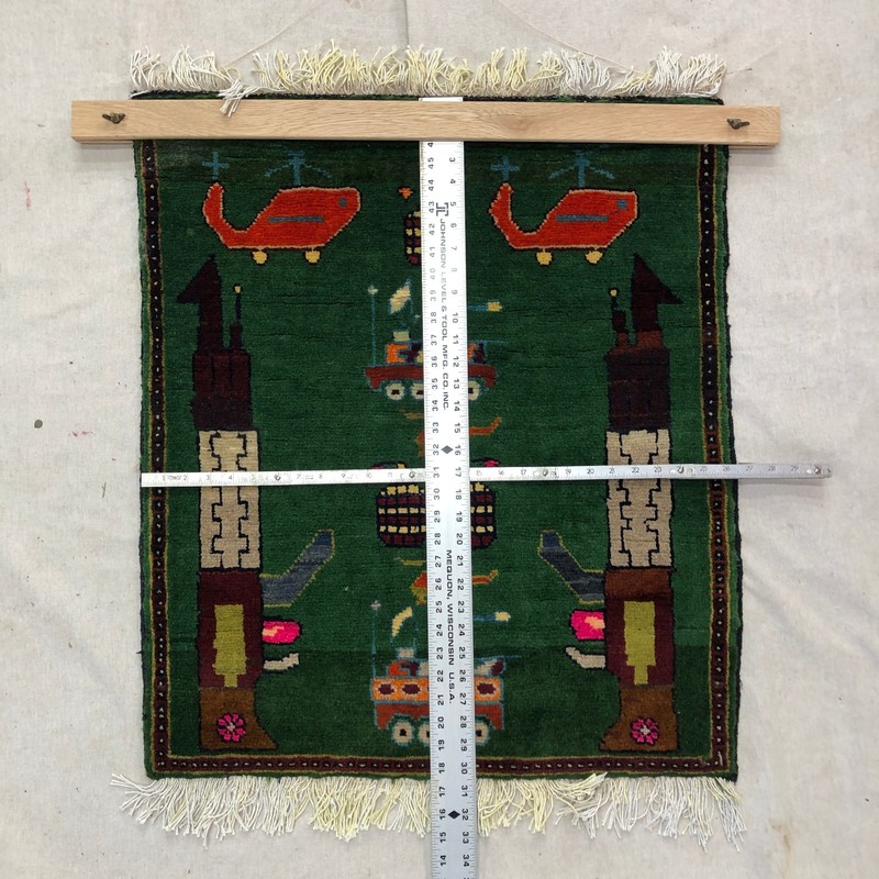 Afghan Wool War Rug AK-47 Tanks Grenades 30x60" 76x152cm Ships from USA gallery
