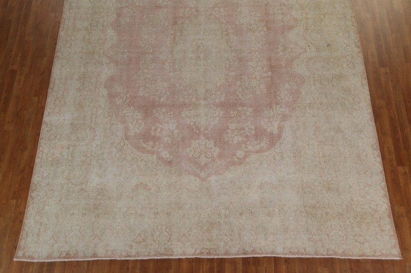 Muted Semi-Antique Floral Distressed 10x13 ft Area Rug Hand-knotted Wool Carpet gallery