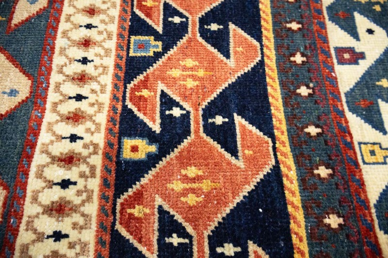 Vintage Distressed Tribal Striped Wool Oriental Rug Entryway Carpet 3’5x4’0 Ft gallery