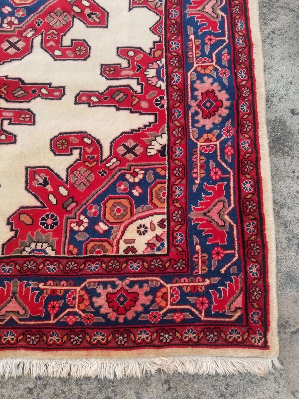 Distressed Authentic Hand Knotted Vintage Afghan Turkmen Wool Area Rug 7.2x5.0ft gallery
