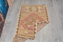 Beige Modern Gift Decor Turkish Vintage Small Rug, 1’4×2’6 ft, Modern Eclectic