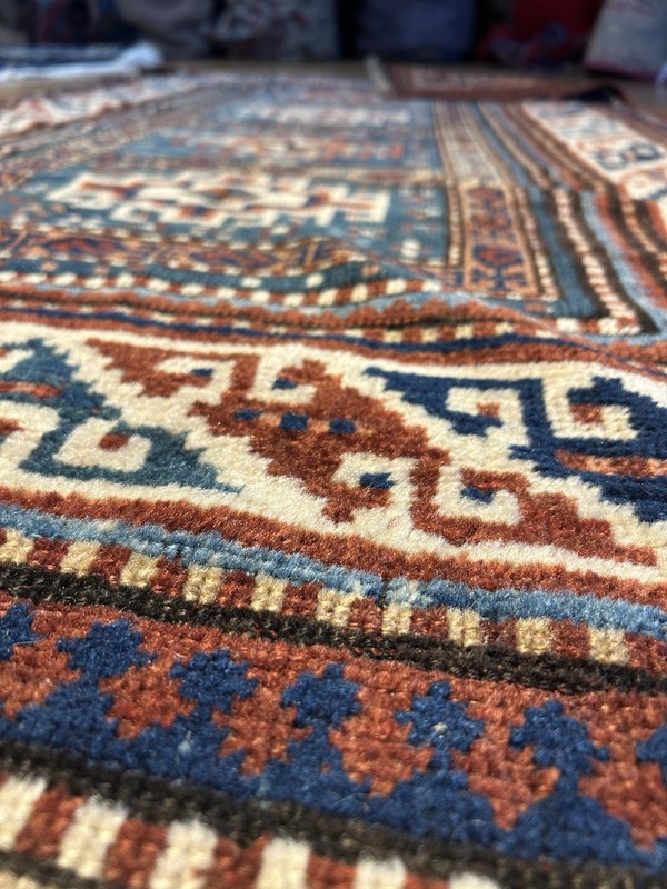Museum Quality Antique Caucasian Kazak Rug C.1900 Hooked Star Medallion 3’2x5’10 gallery