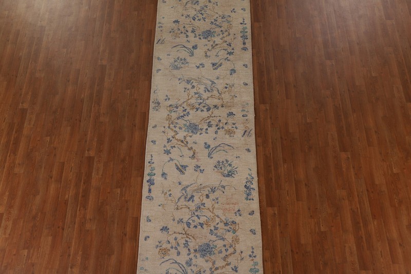 100% Vegetable Dye Oushak Turkish 12 ft Runner Rug Wool Hand-knotted Carpet 3x12 gallery