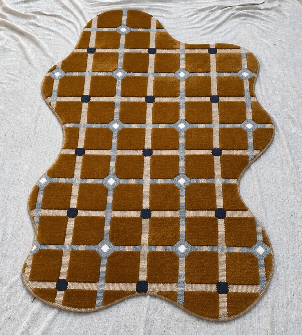 Hand Tufted Rug 5x8 8x10 9x12 Custom Rug Brown OchreFields Rug Area Rug 100%Wool gallery