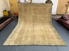 7×10 Vintage Turkish Hand-Knotted Rare Rug, Low Pile, Geometric Caucasian Rug
