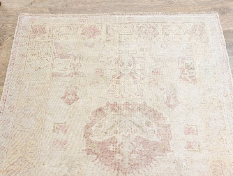 Vintage Oushak Rug 4.6 x 6.5 ft – Blush Almond Tones – Soft Quiet Luxury Accent gallery