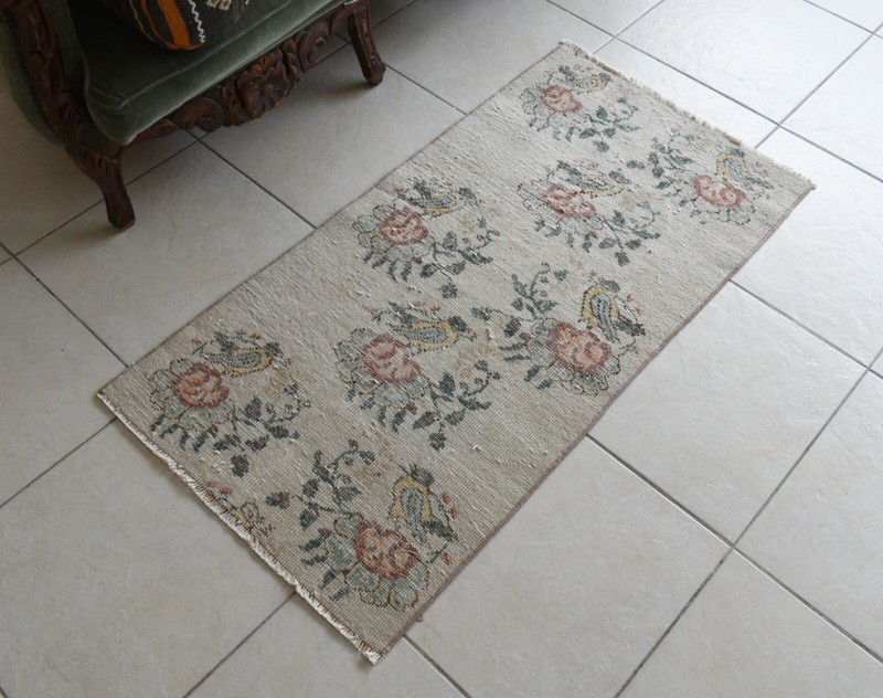 Vintage Oushak Rug 4x2 ft Turkish Floor Rug Faded Area Rug Oriental Rug gallery