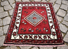 Vintage Sivas Rug 21” x 24” Turkish Sivas Rug Hand Knotted Rug Wool Chair Rug