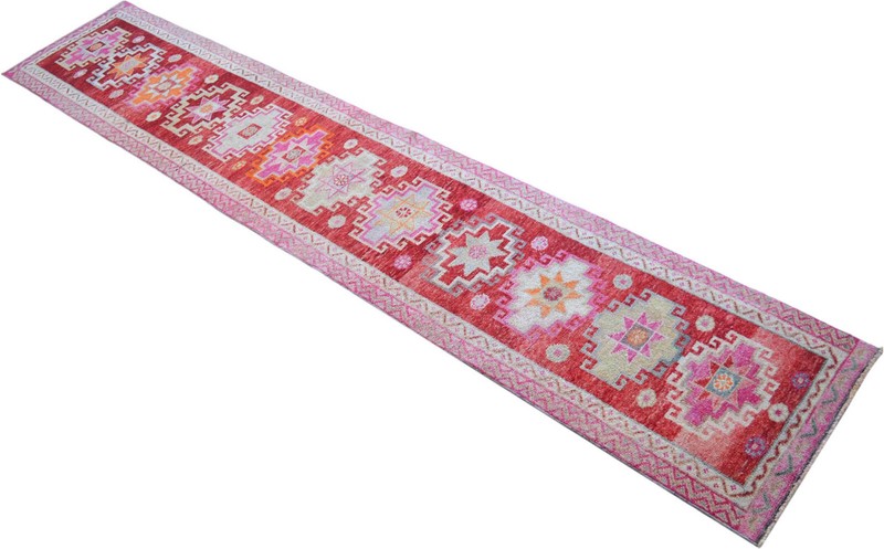 Vintage 1970s Turkish Rug Runner 2.7x13.3 ft | Handmade Anatolian Wool Runner Ru gallery