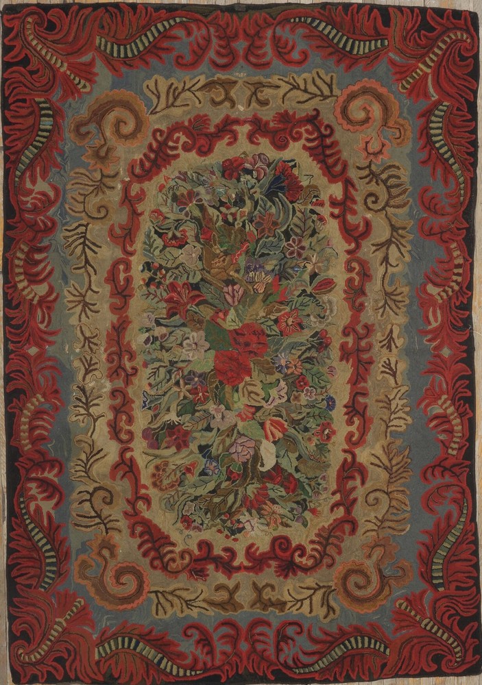 8X10 Antique American Hooked Wool Area Rug 1935