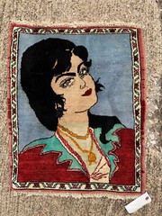 SMALL ANTIQUE ORIENTAL RUG HAND-KNOTTED VINTAGE handmade fine art portrait 2×2