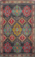 Traditional Geometric Handmade Wool Accent Rug 4×5 ft Vintage Foyer Carpet