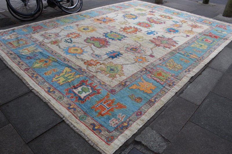 Vintage Traditional Hand Made Turkish Oushak Oriental Wool White Carpet 421x308 gallery