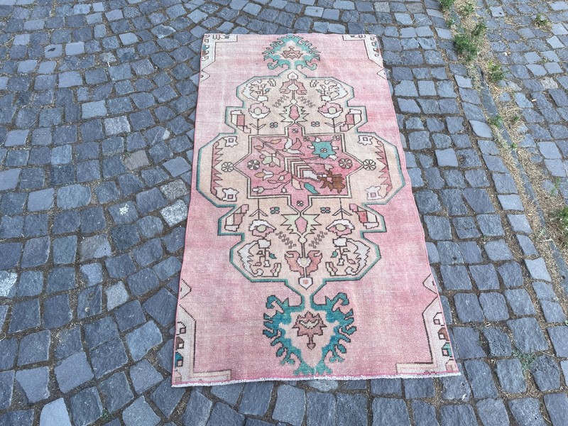 Bohemian Area Rug Handmade Wool Rug Turkish Vintage Traditional Rug 3,1 x 5,9 ft gallery