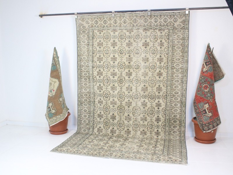 5x9 Turkish Handmade Area Rug Brown Beige Floral Shabby Chic 5.3x8.5 ft gallery
