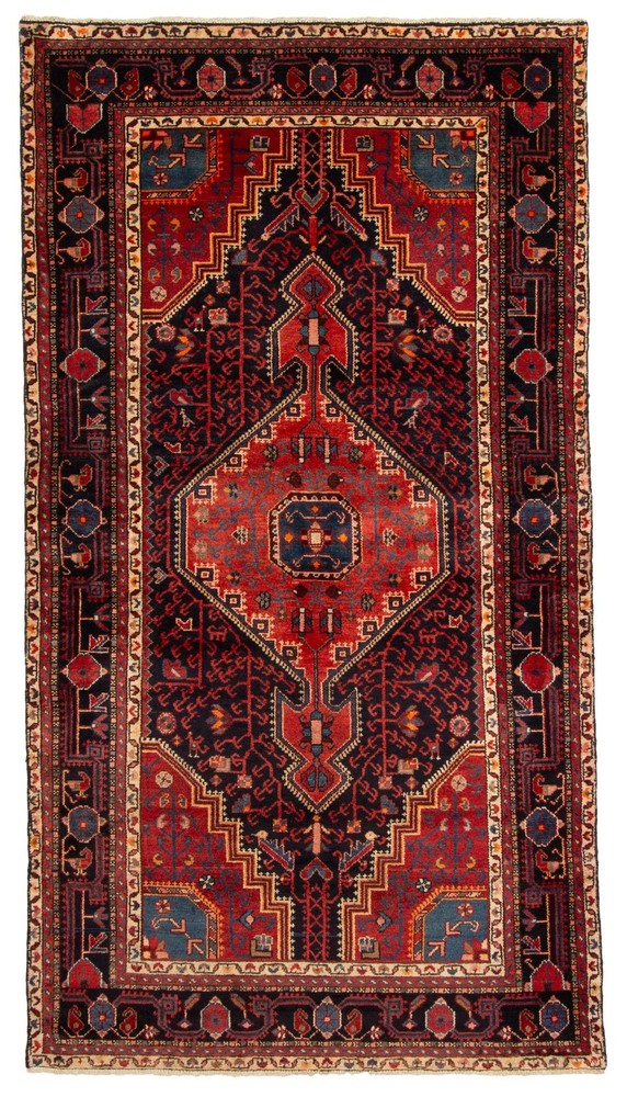 Vintage 4'3" x 7'10" Traditional Hand Knotted Vegetable Dye Wool Area Rug