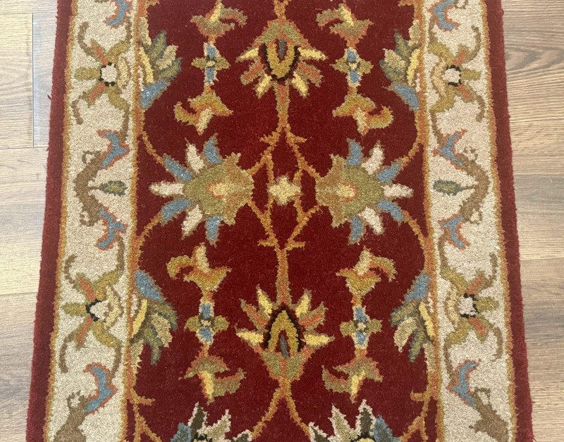 Small Floral Wool Rug 2x3, Safavieh Heritage Collection, Dark Red & Cream gallery