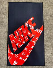 Polyester Rug, 17.5” x 31.5” Logo Pattern Black/Red/White Rectangle Unisex