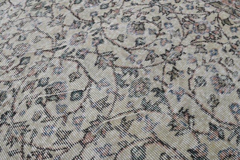 Vintage Turkish Oushak Rug, Beige 5x8ft, Handmade Wool, Bohemian Anatolian gallery