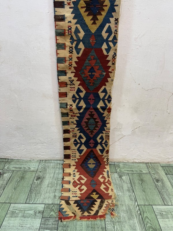 Antique Hand Woven Rare Collectible Turkey Anatolian Wool Weaving Kilim Fragment gallery